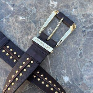 Michael Kors Chunky Gold Studded Leather Belt Western - Small